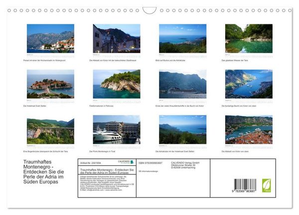 Produktbild: Traumhaftes Montenegro - Entdecken Sie die Perle der Adria im S&uuml;den Europas (Wandkalender 2027 DIN A3 quer), CALVENDO Monatskalender