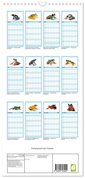 Produktbild: Familienplaner 2027 - Farbenpracht der Fr&ouml;sche mit 5 Spalten (Wandkalender, 21 x 45 cm) CALVENDO