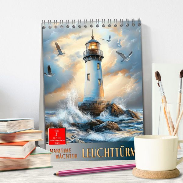 Produktbild: Maritime W&auml;chter - Leuchtt&uuml;rme (Tischkalender 2026 DIN A5 hoch), CALVENDO Monatskalender