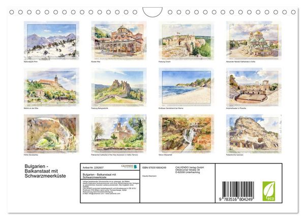 Produktbild: Bulgarien - Balkanstaat mit Schwarzmeerk&uuml;ste (Wandkalender 2027 DIN A4 quer), CALVENDO Monatskalender