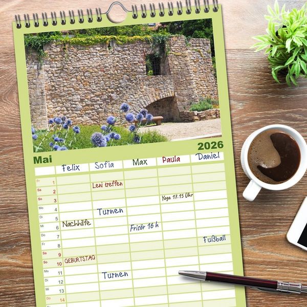Produktbild: Familienplaner 2026 - Heppenheim - Weinstadt unter der Starkenburg mit 5 Spalten (Wandkalender, 21 x 45 cm) CALVENDO