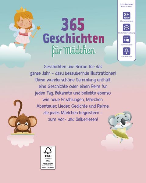 Produktbild: 365 Geschichten f&uuml;r M&auml;dchen | Vorlesebuch f&uuml;r Kinder ab 3 Jahren