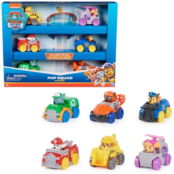 Produktbild: PAW Patrol - Fahrzeug Set Pup Squad Racers, 6-teiliges Geschenkset, Mini-Flitzer im Hosentaschen-Format 6 cm, f&uuml;r Kinder ab 3 Jahren