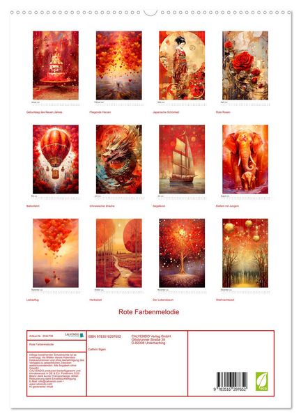 Produktbild: Rote Farbenmelodie (hochwertiger Premium Wandkalender 2026 DIN A2 hoch), Kunstdruck in Hochglanz
