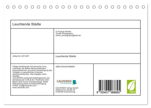 Produktbild: Leuchtende St&auml;dte (Tischkalender 2026 DIN A5 quer), CALVENDO Monatskalender