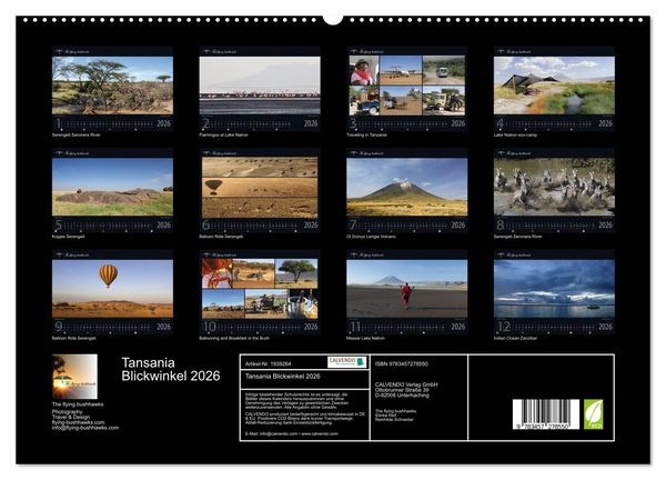 Produktbild: Tansania Blickwinkel 2026 (hochwertiger Premium Wandkalender 2026 DIN A2 quer), Kunstdruck in Hochglanz