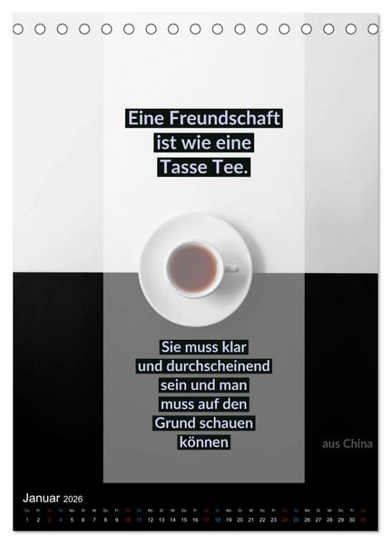 Produktbild: TEE Weisheiten und Zitate (Tischkalender 2026 DIN A5 hoch), CALVENDO Monatskalender