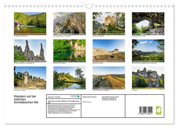 Produktbild: Wandern auf der &ouml;stlichen Schw&auml;bischen Alb (Wandkalender 2026 DIN A3 quer), CALVENDO Monatskalender