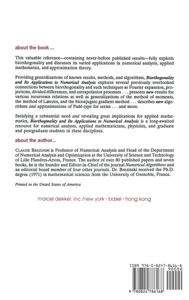 Produktbild: Biorthogonality and its Applications to Numerical Analysis
