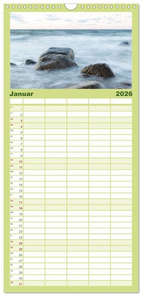 Produktbild: Familienplaner 2026 - Nat&uuml;rliches R&uuml;gen und Hiddensee mit 5 Spalten (Wandkalender, 21 x 45 cm) CALVENDO