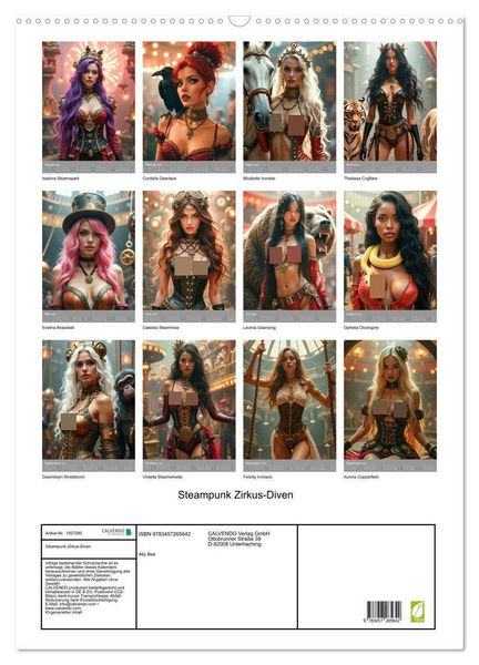 Produktbild: Steampunk Zirkus-Diven (Wandkalender 2026 DIN A2 hoch), CALVENDO Monatskalender