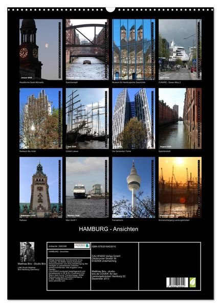 Produktbild: HAMBURG - Ansichten (Wandkalender 2026 DIN A2 hoch), CALVENDO Monatskalender