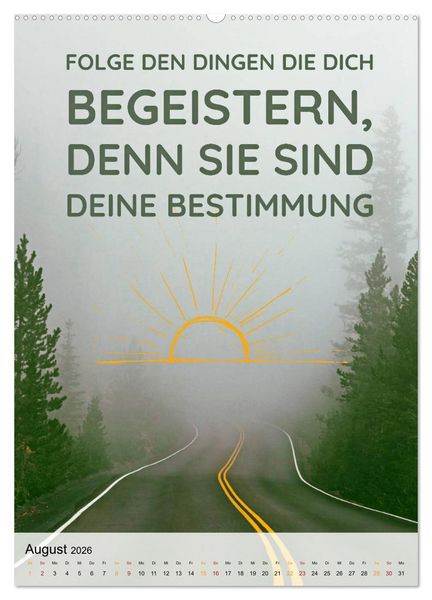 Produktbild: Dein monatlicher Motivationsschub: Das Leben wird nicht leichter, Du wirst nur st&auml;rker. (hochwertiger Premium Wandkalender 2026 DIN A2 hoch), Kunstdruck in Hochglanz