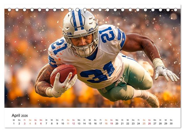Produktbild: American Football - Touchdown durchs Jahr (Tischkalender 2026 DIN A5 quer), CALVENDO Monatskalender