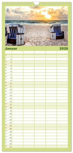 Produktbild: Familienplaner 2026 - Sylt mein Inselblick mit 5 Spalten (Wandkalender, 21 x 45 cm) CALVENDO