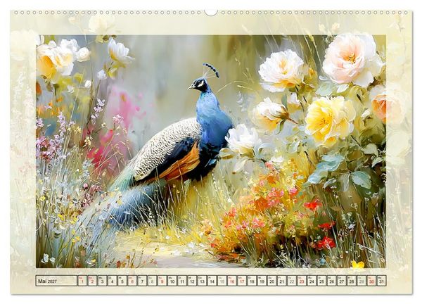 Produktbild: Pfaue. Elegante Zierv&ouml;gel im englischen Garten (Wandkalender 2027 DIN A2 quer), CALVENDO Monatskalender
