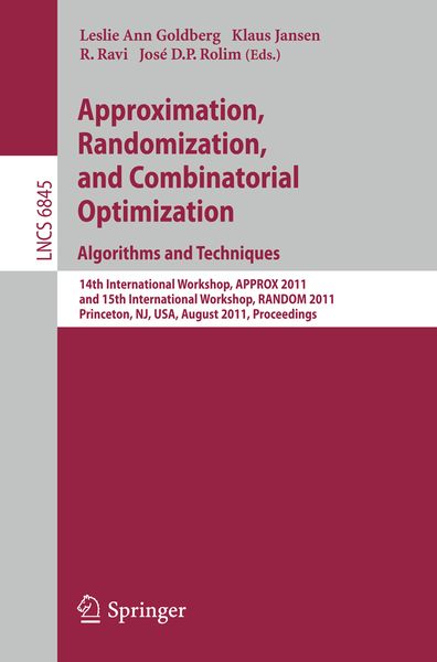 Produktbild: Approximation, Randomization, and Combinatorial Optimization. Algorithms and Techniques