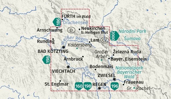 Produktbild: KOMPASS Wanderkarte 195 N&ouml;rdlicher Bayerischer Wald 1:50.000