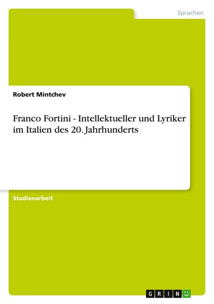 Produktbild: Franco Fortini - Intellektueller und Lyriker im Italien des 20. Jahrhunderts