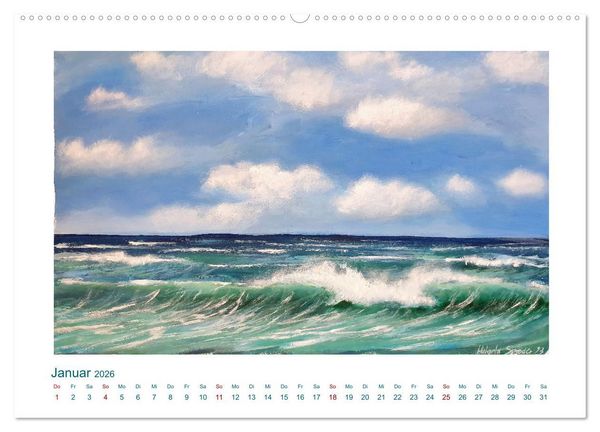 Produktbild: Wellenbrausen - Gemalte Wellen von Michaela Spreider (Wandkalender 2026 DIN A2 quer), CALVENDO Monatskalender