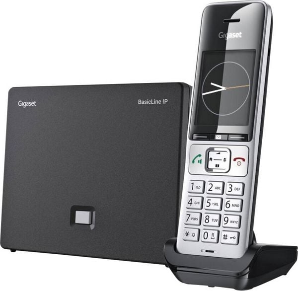 Produktbild: Gigaset BasicLine IP+COMFORT 500HX DECT, GAP, IP-DECT/GAP, VoIP Schnurloses Telefon VoIP Schwarz/Silber