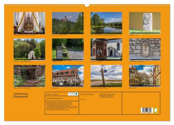 Produktbild: Jakobsweg Steigerwald (Wandkalender 2026 DIN A2 quer), CALVENDO Monatskalender