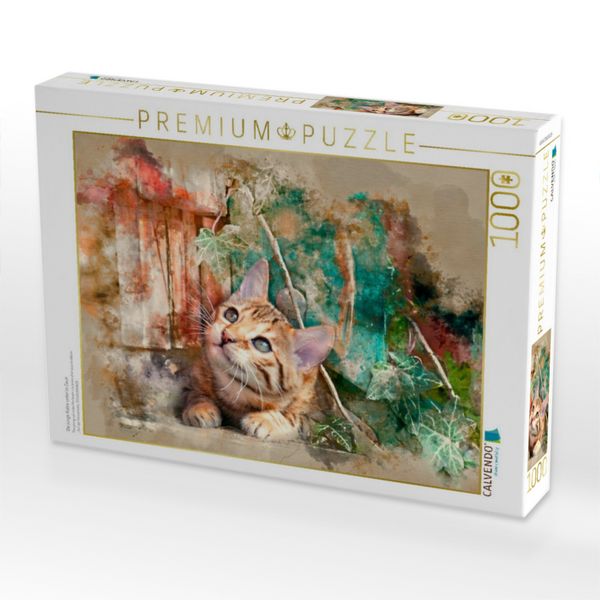 Produktbild: CALVENDO Puzzle Die junge Katze unter&acute;m Zaun | 1000 Teile Lege-Gr&ouml;&szlig;e 64x48cm Foto-Puzzle f&uuml;r gl&uuml;ckliche Stunden