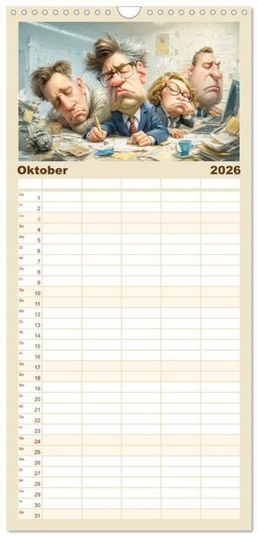 Produktbild: Familienplaner 2026 - Pause ist, wenn der Drucker druckt mit 5 Spalten (Wandkalender, 21 x 45 cm) CALVENDO
