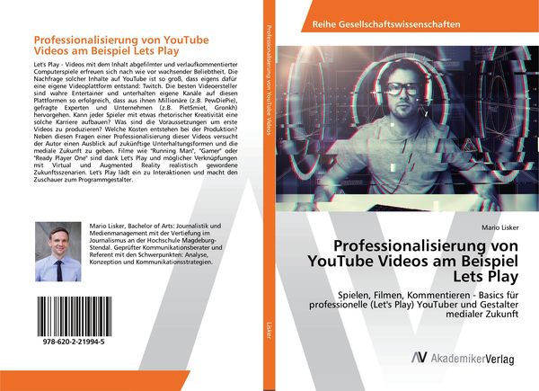 Produktbild: Professionalisierung von YouTube Videos am Beispiel Lets Play