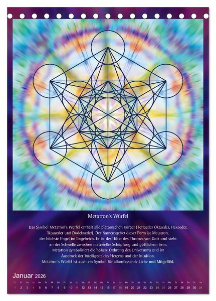 Produktbild: Heilige Geometrie und Bilder der Neuen Zeit (Tischkalender 2026 DIN A5 hoch), CALVENDO Monatskalender