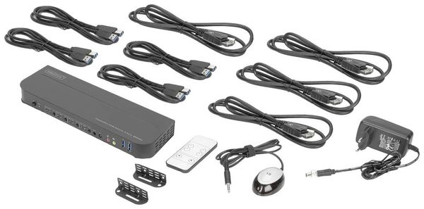 Produktbild: Digitus DS-12890 4 Port KVM-Extender DisplayPort&reg;, HDMI Maus, Tastatur 3840 x 2160 Pixel