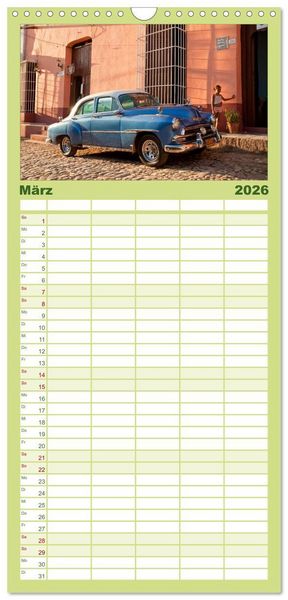 Produktbild: Familienplaner 2026 - Classic Cars of Cuba mit 5 Spalten (Wandkalender, 21 x 45 cm) CALVENDO