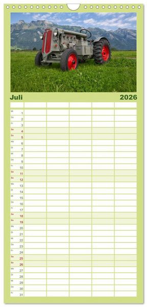 Produktbild: Familienplaner 2026 - Traktoren &ndash; Nostalgie auf dem Bauernhof mit 5 Spalten (Wandkalender, 21 x 45 cm) CALVENDO