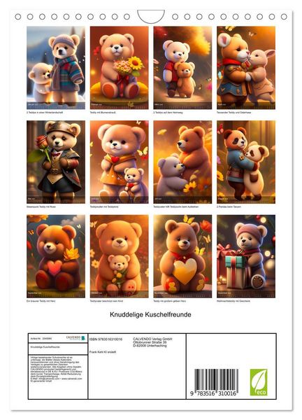 Produktbild: Knuddelige Kuschelfreunde (Wandkalender 2026 DIN A4 hoch), CALVENDO Monatskalender