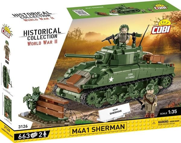 COBI Historical Collection 3126 - M4A1 Sherman, WWII, Bausatz 1:35, 663+2 Klemmbausteine