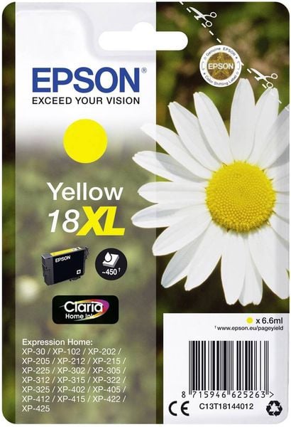 Epson Druckerpatrone T1814, 18XL Original Gelb C13T18144012