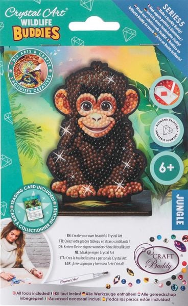Craft Buddy CAFGR-31GEN042 - Crystal Art Wildlife Buddies, Jungle, Chimp, Schimpanse, Serie 5, Diamond Painting