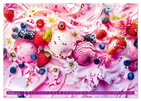 Produktbild: Eiscreme-Tr&auml;ume - S&uuml;&szlig;e Verlockung und florale Sch&ouml;nheiten (Wandkalender 2026 DIN A4 quer), CALVENDO Monatskalender