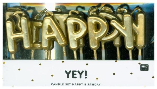Kerzen Happy Birthday, Gold
