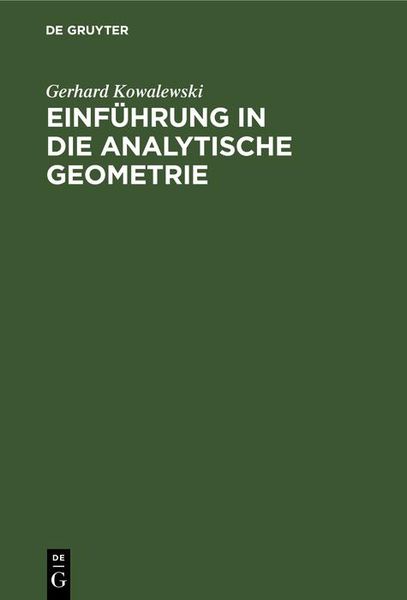 Produktbild: Einf&uuml;hrung in die analytische Geometrie