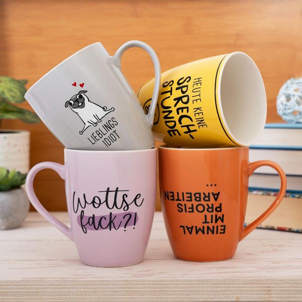 Produktbild: Tasse mit Motivdruck "Einmal mit Profis arbeiten...", mit Banderole