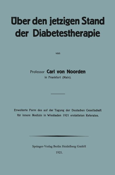 Produktbild: &Uuml;ber den jetzigen Stand der Diabetestherapie