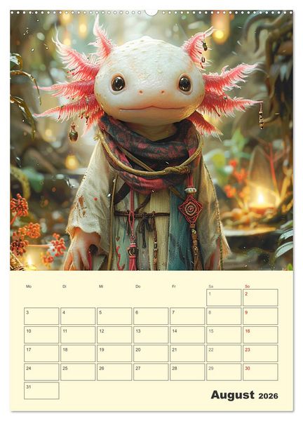 Produktbild: Axolotl. Lustiger Schwanzlurch mit Superkr&auml;ften (Wandkalender 2026 DIN A2 hoch), CALVENDO Monatskalender