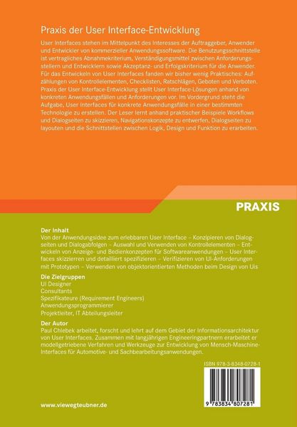 Produktbild: Praxis der User Interface-Entwicklung