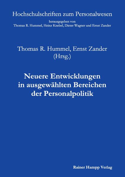 Produktbild: Neuere Entwicklungen in ausgew&auml;hlten Bereichen der Personalpolitik