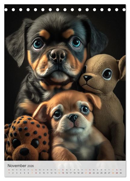 Produktbild: Zauberhafte Hundebabys (Tischkalender 2026 DIN A5 hoch), CALVENDO Monatskalender