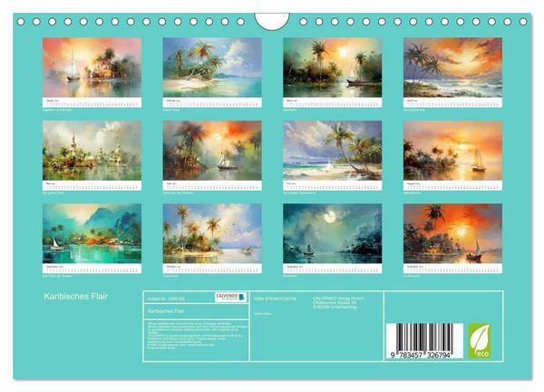 Produktbild: Karibisches Flair (Wandkalender 2026 DIN A4 quer), CALVENDO Monatskalender