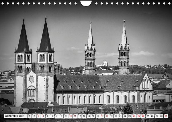 Produktbild: W&Uuml;RZBURG Monochrome Impressionen (Wandkalender 2022 DIN A4 quer)