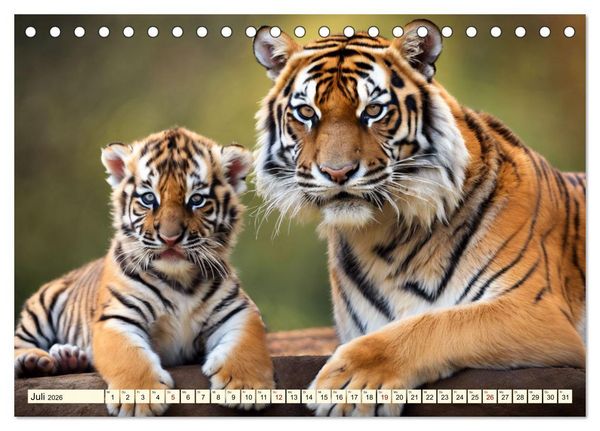 Produktbild: Tiger ganz nah (Tischkalender 2026 DIN A5 quer), CALVENDO Monatskalender