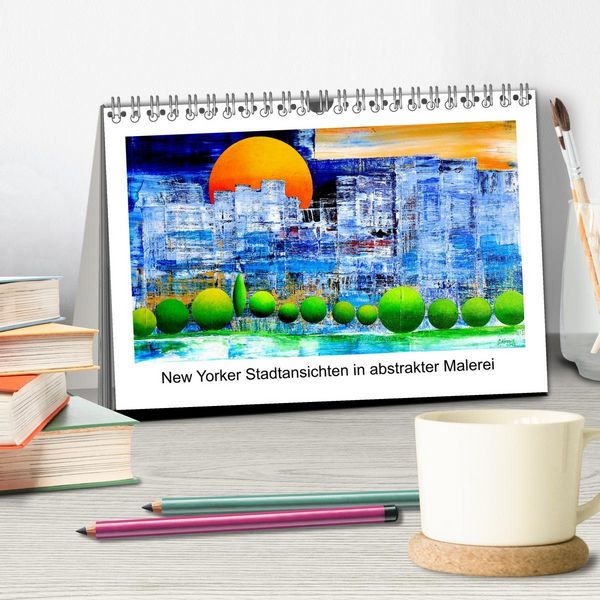 Produktbild: New Yorker Stadtansichten in abstrakter Malerei (Tischkalender 2026 DIN A5 quer), CALVENDO Monatskalender